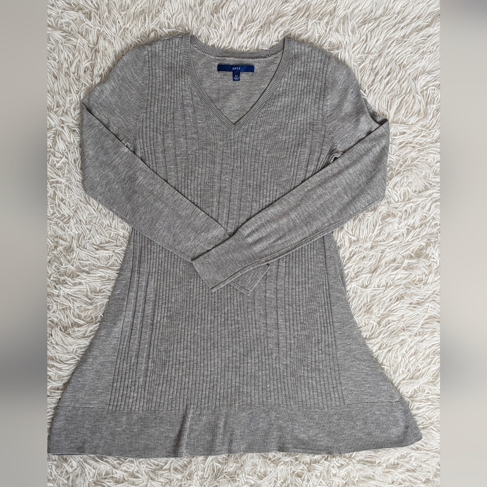 Apt. 9 Heather Gray Ribbed Tunic